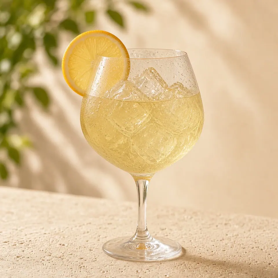 A limoncello spritz made with white wine and lemon.